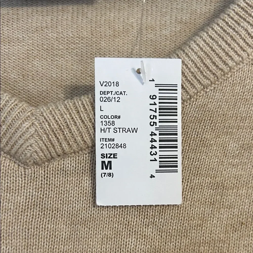 THE CHILDREN'S PLACE Medium 7 8 NWT Tan Straw Cream V-Neck Lightweight Sweater